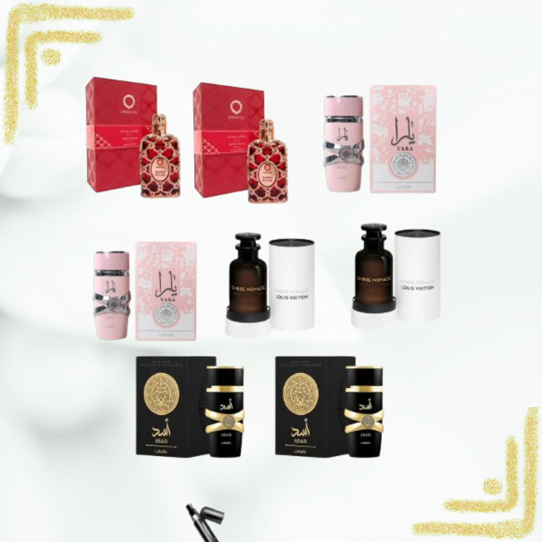 KIT 8 PERFUMES + 4 PERFUMEROS